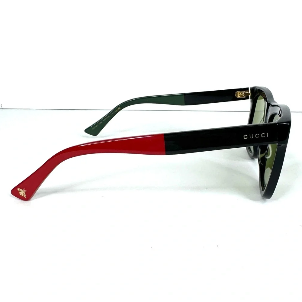 GUCCI Square Sunglasses NEW Black Red Green GG0158S 004 54 Made In Italy - Picture 11 of 16